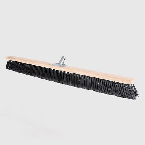 La Briantina Escoba Industrial 100 cm, tablilla de Haya e injerto Mango de Hierro galvanizado, Fibras emplumadas de PVC Negro