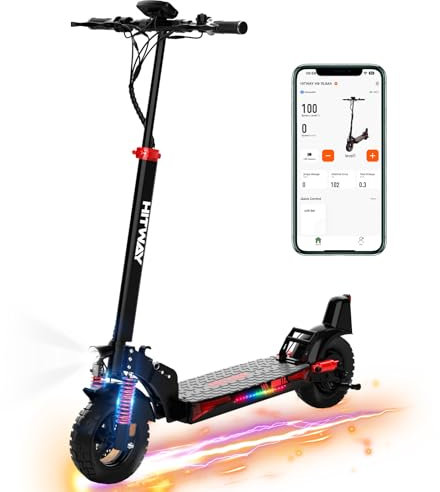 HITWAY Patinete Eléctrico Adultos 10 Pulgadas, Batería 15.6-27Ah Motor 800W, E Scooter Plegable, 3 Modos de Velocidad, Velocidad Máxima 25KM/H, Neumáticos Sin Cámara de Aire, Indicadores, App