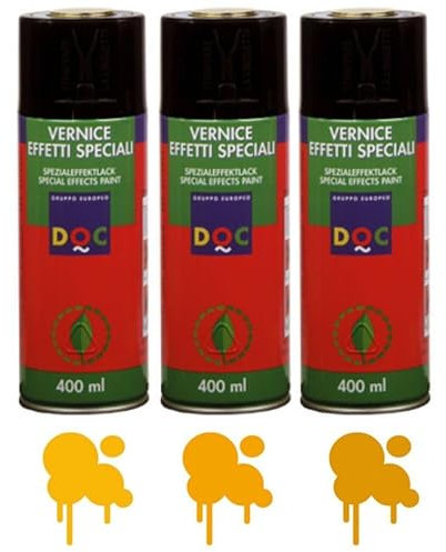 Bombe SPRAY – Peinture acrylique – 6 x 400 ml – Pour extérieur/intérieur – or pâle + or riche + or chromé