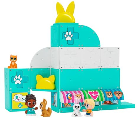 Tile Town Pet Vet Magnetic Tiles Set, 48 Piece Magnet Tiles for Kids with Sound and Lights, Innovative Action Play Kids Magnetic Tile Toys, Ages 3-6