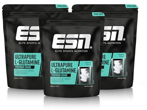 ESN Ultrapure L-Glutamine, 3 x 500 g Pulver, Aminosäure - made in Germany