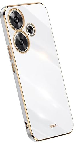 RankOne Funda para Teléfono es Adecuada para Poco F6 (6.67 Inches), Carcasa para Teléfono Móvil de Silicona con Marco de Galvanoplastia - Blanco