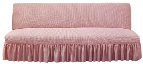ZRCYXDW élastique Housse Clic Clac, Souple Housse De Canapé Clic Clac Antidérapante avec Ourlet De Jupe Housse De Futon Amovible Pliant Housse de Canapé sans Bras-Rose-Large