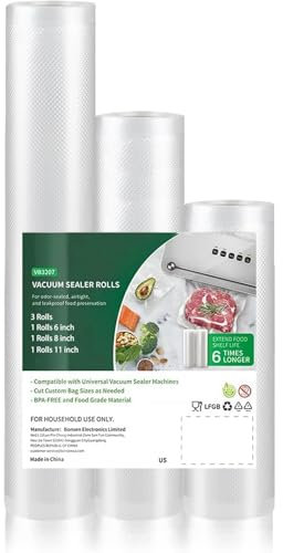 3 Rolls Vacuum Sealer Bags, Vacuum Sealer Rolls 15 * 500cm & 20 * 500cm & 28 * 500cm for Vacuum Sealer Sous Vide Machine Food Saver, Freezer Bags