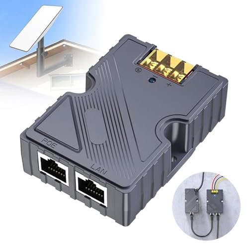 Starlink PoE Injector 150 W GigE, Dishy V2 auf RJ45 Adapter & DC Step Up Konverter 12 V auf 48 V – passiver ABS-Überspannungs- und ESD-Schutz, High-Speed-Netzwerk für Starlink Internet Kit Satelliten