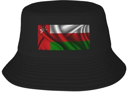 942 Damen Herren Fischer Hüte Uv-Schutz Sonnenhut Faltbar Eimer Hut Bucket Hat Für Urlaub Wandern Reisen Flagge des Oman Im Seidenstil