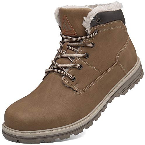 Mishansha Neve Stivali Uomo Impermeabile Invernali Caviglia Boots Morbido Pelliccia Fodera Caldo Scarpe Winter Antiscivolo Classico Stringati Stivaletti Confortevole Lavoro, Giallo 47