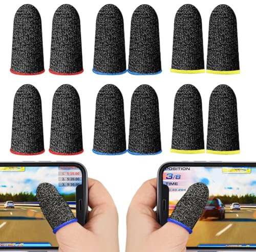 AIOELUV 6 Pares Gamer Accesorios Gaming Dedo Manga Juegos Teléfono Móvil Resistente Al Sudor Dedo Juegos Guantes Para Todos Los Juegos Y Dispositivos Móviles Negro