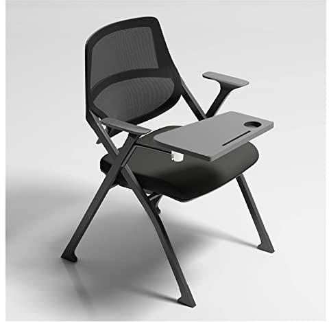 Ergonomic Mesh Back Tablet Arm Conference Chair with Writing Board Black Color Tablet Arm Mobile Nesting Chair with Flip Upholstered Seat