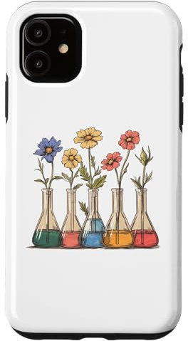 Carcasa para iPhone 11 Petaca de química floral de ciencia retro