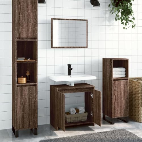 Xichuzi Set de Muebles baño 2 pzas Madera contrachapada marrón Roble, Muebles para Baño, Muebles para Lavabo, Armario Baño - 835699