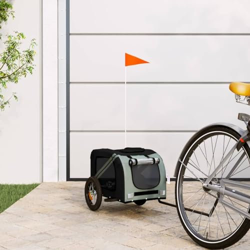 ShGaxin Fahrradanhänger Hunde Grau und Schwarz Oxford-Gewebe und Eisen, Fahrrad Anhänger, Lastenanhänger, Handwagen, Fahrrad-lastenanhänger, Lastenfahrrad 93867