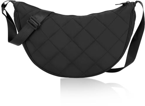 LILELIG Crossbody Bag Damen, Moon Bag, Halbmond Tasche Damen, Casual Schultertasche, Crossbody Damen Umhängetasche Mit Verstellbarer Schultergurt, Crossbody Tasche Für Arbeit, Reisen, Alltag(Schwarz)