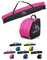 Kinder Ski SET [Ski-Schuh-Tasche+Ski-Tasche für Kinder] Rucksack für Boots Helm Skibrille Kinder-Skischuhrucksack Skitasche für Ski Skistöcke Handschuhe Kinderskitasche (schwarz/pink, 145cm)