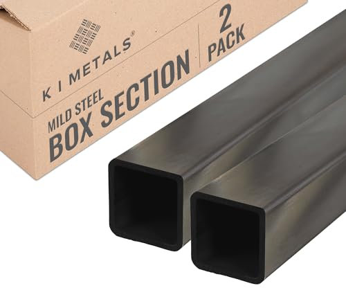 K I Metals Mild Steel Box Section - 1000mm Length x 20mm Width x 20mm Height x 2mm Thickness Square Hollow Section | Durable Mild Steel Tube for Construction, Residential & DIY Project | 2PK