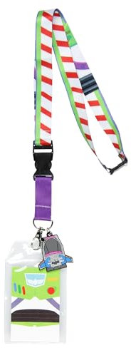 Disney Toy Story Buzz l'Éclair Space Ranger Cordon détachable avec porte-badge d'identification et breloque vaisseau spatial en caoutchouc de 5,1 cm