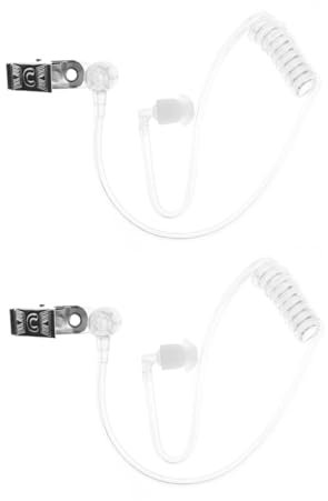 2 x Radio-Ohrhörer, Ohrstück-Requisite, Agenten-Zubehör, Ohrstück-Kostüm, Akustikschlauch-Ohrhörer mit Clip, Silikon-Zubehör, für Walkie-Talkie-Ohrhörer, Zwei-Wege-Radio-Headset-Set,