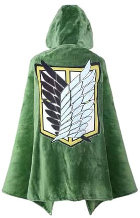 Claofoc Attack on Titan Umhang Anime Kostüm AOT Cosplay Decke für Erwachsene Karneval Halloween Survey Corps Cape mit Kapuze