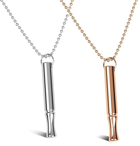 EWRGIJ Breathing Necklace, Necklace Breathing, 2 PCS Silver and Rose Gold Set, Portable Fidget Breathlace for Fidget Boy Girl for Christmas New Year Valentines Gift(Silver and Rose Gold)
