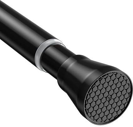 AIZESI Tringle à Rideau de Douche Extensible 76-163 cm - Barre Telescopique Sans Perçage en Acier Inoxydable Noir Antirouille - Pour Salle de Bain, Fenêtre et Porte (Ø22 mm, 1 Pièce)