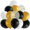 DazzJoy Luftballons Schwarz Gold Set,20 Stück Schwarze Luftballons Hochzeit,Goldene Ballons Geburtstag,Helium Ballons Gold,Konfetti Luftballon Geburtstagsdeko Schwarz Weiß