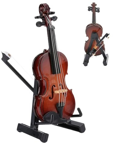 Holz Miniatur Violine Modell Mini Musikinstrument Geige Modell Mit Ständer | Sammlerstück Holz Deko Schreibtischschmuck Für Wohnzimmer Arbeitszimmer Büro