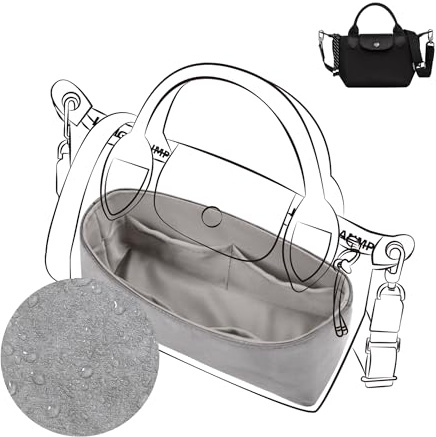 DGAZ Leichter Organizer für Longchamp Le Pliage Energy XS, Gris Mouette | Satin Innenfutter, Wasserabweisendes DuPont Papier, Passgenau, Formstabil