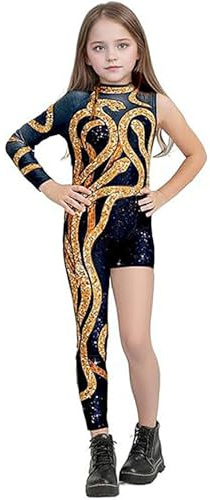 Generisch 2026 Mädchen Kostüm Halloween Karneval Konzert Overall Modischer Body Cosplay Jungen Schwarz Rot (Gold, 7-8 Years)
