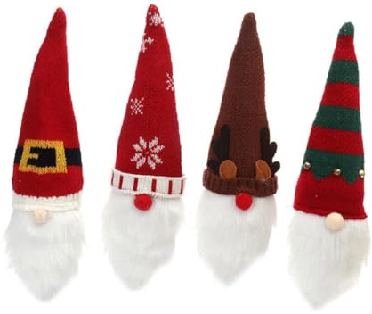 HOLIDYOYO Housses de Bouteille de Vin en Tissu Tricoté et Fausse Fourrure Lot de 4 Décoration Créative GNOME pour Dîner de Noël en Hôtel