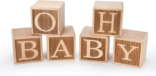 RunFar shop Holz Buchstaben oh Baby würfel Geschenk zur Geburt Baby für Baby gravierte Buchstabenwürfel GeschenkideeTaufe Babyparty tischdeko Holzklotz Gästebuch Oh Baby Holzbaustein (oh Baby 5cm)