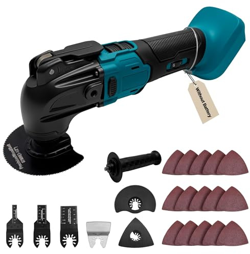 Oscillating Multi Tools for Makita 18V Battery, Multi-Use Cutting and Sanding Tool, 4°Oscillation Angle, 6 Variable Speeds, Quick-fit Blade Design with 21pcs Accessories for Cutting, Sanding, Scraping