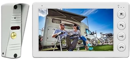 WAFOHSR Système D'interphone Vidéo Filaire 4 Fils 7 Pouces for Interphone Domestique, Sonnette Extérieure en Métal IP65 Audio Bidirectionnel
