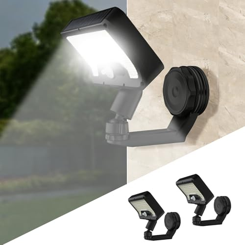 Justup Solarlampen für Außen, 2 Stück Magnetische Solar - USB-betriebene Sensorleuchten mit um 360° Drehbarem Ständer und 3 Modi, Solar-Gartenleuchten für Zäune, Camping, Gärten (Weißes Licht)