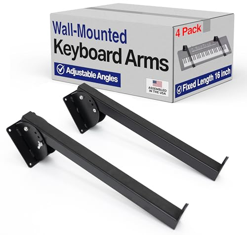 Victory Display Wall-Mounted Piano Keyboard Arms – Fixed Length Keyboard Wall Mount, Space-Saving Piano Keyboard Stand for Home Studios & Displays, 45°, 68° & 90° Angles – 1 Pair (16)