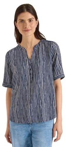 Cecil Damen Bluse mit Split Neck und Streifen