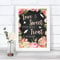 Chalkboard Style Pink Roses Love is Sweet Take A Treat Candy Buffet Wedding Sign Print