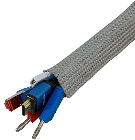 1m Flexibler Kabelschlauch d5-10mm grau Kabelkanal Gewebeschlauch Flausch + Klett