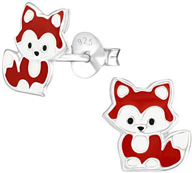Monkimau Mädchen Ohrringe Fuchs Ohrstecker aus 925 Sterling Silver Silber