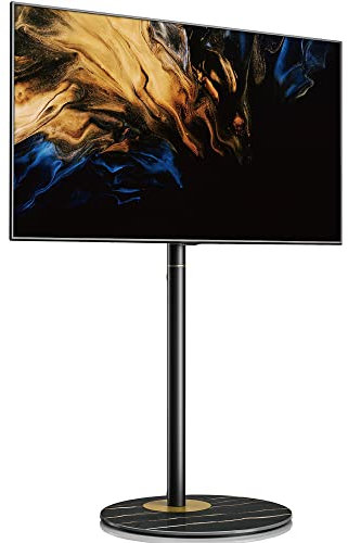 FITUEYES Support TV Pied Scandinave pour Ecran de 32 à 60 Pouces Meuble TV Pied Max VESA. 400 x 400 mm Jusqu'à 40 kg Hauteur et Angle Réglable (Noir)