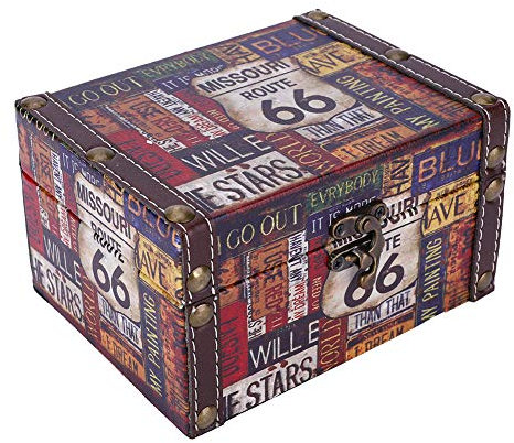 Jenngaoo Aufbewahrungsbox aus Holz, Aufbewahrungsbox für Schmuck, Vintage, im europäischen Stil, Schatztruhe, Aufbewahrung, für Dekoration (Autobahn 2208A-05-66)