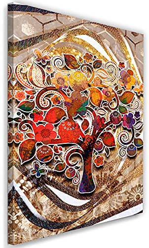 Feeby Quadro Tela Non Tessuta Gustav Klimt Albero Della Vita Stile Moderno Pittura 20x30 cm Qualita Fotografica Stampa D'Arte Camera Da Letto Swirly rami Fiori Farfalla rosso