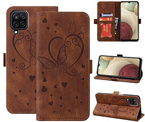 CASAFUNY Custodia per Samsung Galaxy A12, Cover per Samsung Galaxy M12,Custodia Pelle Protettiva Portafoglio Magnetica Flip Case Libro per Samsung A12 / M12 (6,5 pollici), Marrone