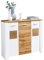Möbel Jack Kommode - Weiß matt - Eiche Altholz Dekor - B 122 cm - 3 Türen