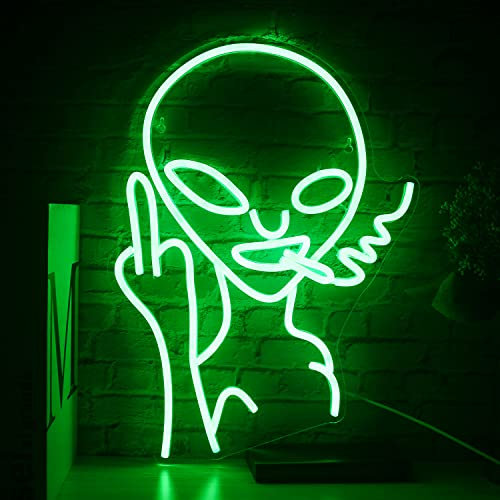 SIGNSHIP Alien Neon Schild für Wanddekoration,USB Dekorative Led Schild Zeichen Novel Green Alien Neon Sign für Zuhause,KinderzimmerBar,Club,Schlafzimmer,Party
