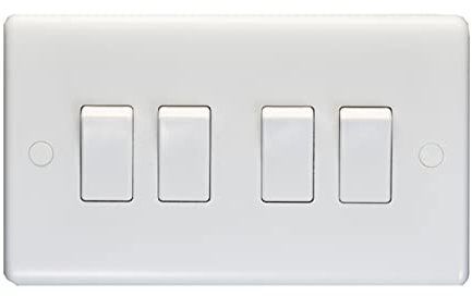 Eurolite Enhance White Plastic 10A 4 Gang 2 way switch