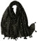 FAIRYGATE Stola für Abendkleid Schal Schwarz Damen mit glänzende Goldflocken Oversize Deckenschal mit Fransen XXL mit Quasten Lange Große Tücher 99016