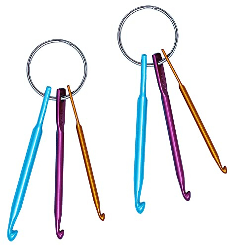 2 Pack Crochet Hook Sets Keychain Mini Key Chain Aluminum Crochet Hooks Knitting Needle Tools for Travel Outdoor(3/4/5mm)