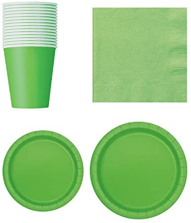 WedDecor Lot de 70 assiettes rondes jetables en carton - Parfaits pour les pique-niques, barbecues, anniversaires, fêtes prénatales, mariages et événements de Noël - Vert citron