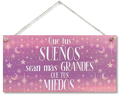 CARISPIBET Que tus suenos adorno colgante para decoración del hogar decorative de pared regalo para el cuarto 15 x 30 cm