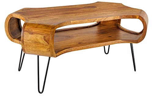 riess-ambiente.de Design Couchtisch Organic Living 100cm Sheesham Stone Finish Massivholz Handmade Hairpin Legs